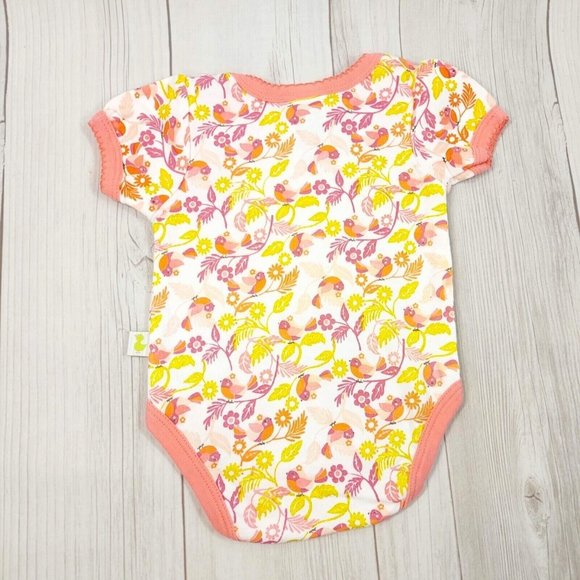 Baby Girl 2 Outfit Summer Bodysuit Set Little Sister Birds Flowers Pink Gold 0-3 - Picture 10 of 10